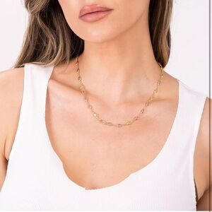 18k Gold Plated Oval-Cut Crystal Multi-Color Necklace